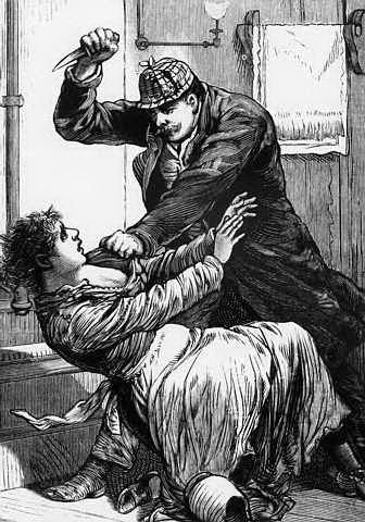 Illustration Depicting Jack the Ripper Attacking a Woman
